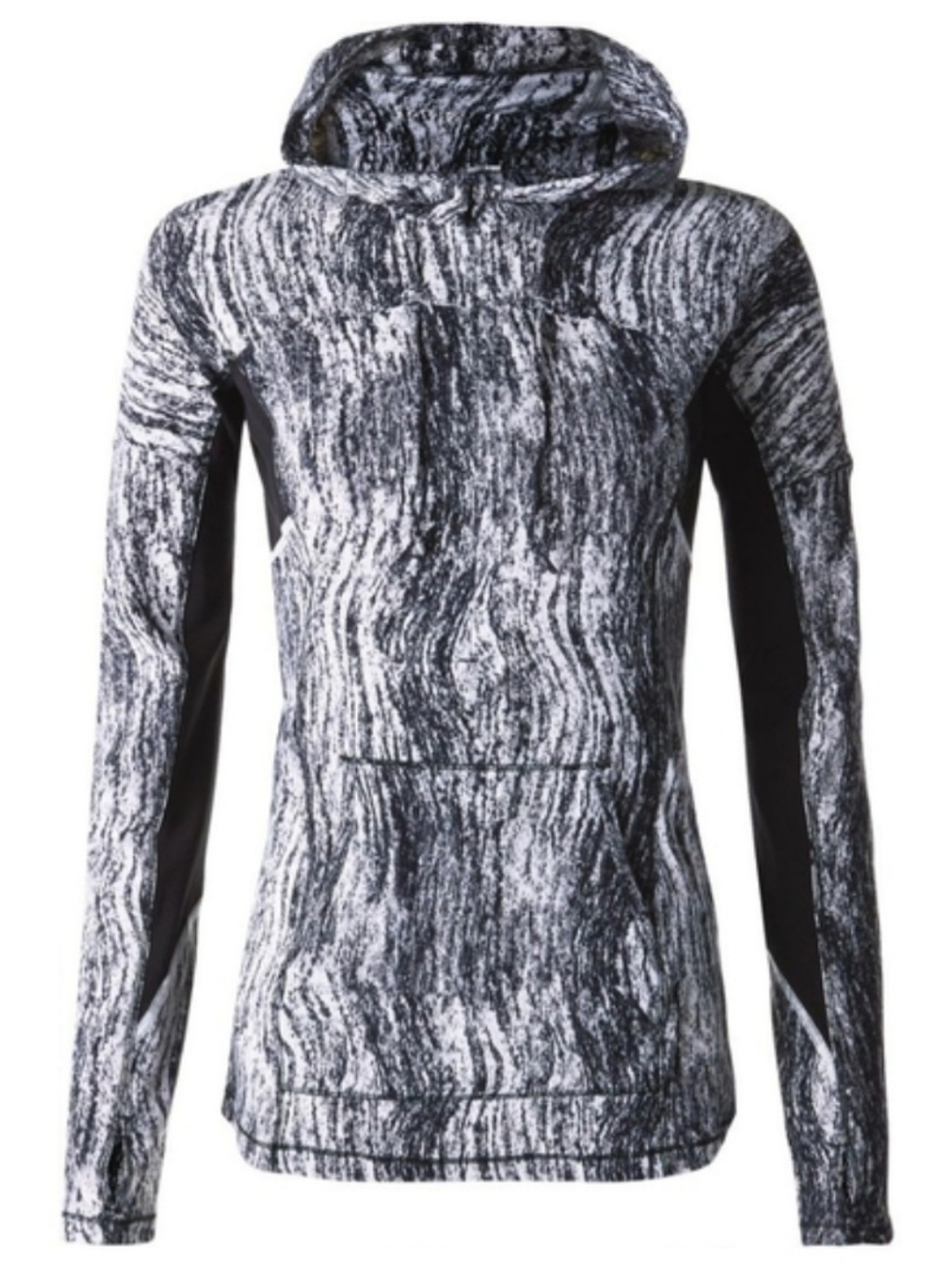 Lululemon Runbeam Hoodie Longsleeve Texture Twist White Black Size 8